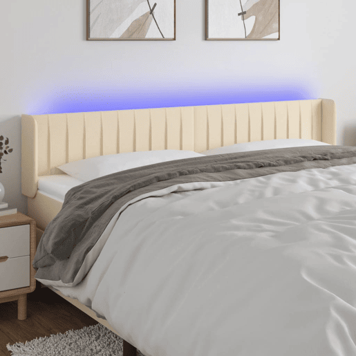 vidaXL Cabeceira de cama c luzes LED tecido 183x16x7888 cm cor creme
