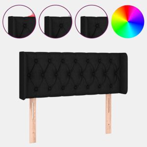 vidaXL Cabeceira de cama c luzes LED tecido 93x16x7888 cm preto