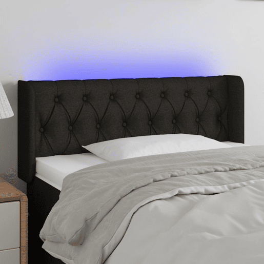 vidaXL Cabeceira de cama c luzes LED tecido 93x16x7888 cm preto