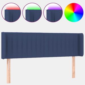 vidaXL Cabeceira de cama c luzes LED tecido 147x16x7888 cm azul