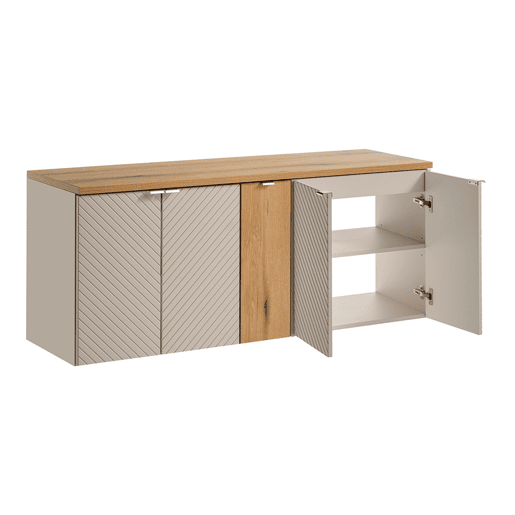 Móvel de toucador 140cm 5 portas Manoa Caxemira e Madeira