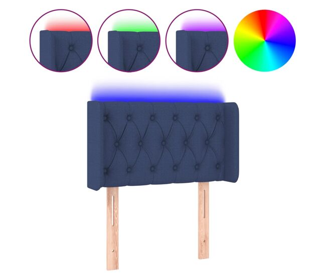 Vidaxl cabecero con led de tela azul 83x16x78/88 cm