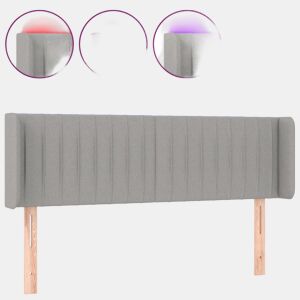 vidaXL Cabeceira cama c luzes LED tecido 147x16x7888 cm cinza-claro