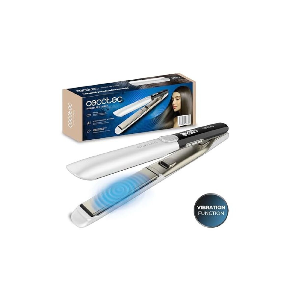 Plancha de pelo Cecotec RitualCare Twerk pantalla LED iMotion blanco