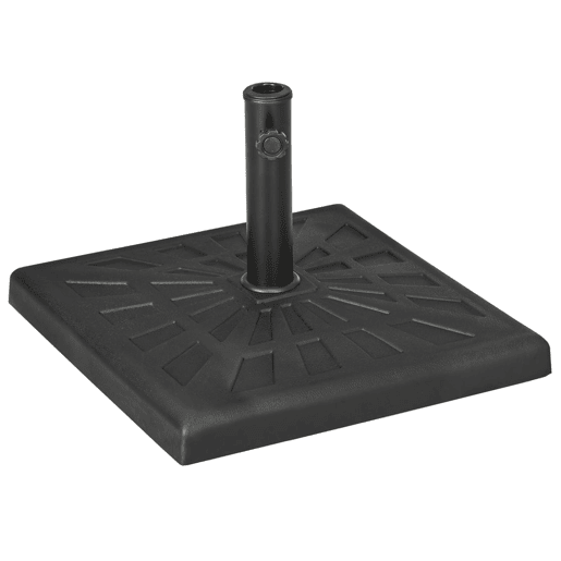 Outsunny Base para Chapéu de Sol de Resina 19 kg Base para Chapéu de Sol com Mastro de Ø323848 mm para Jardim Varanda Pátio 51x51x32 cm Preto