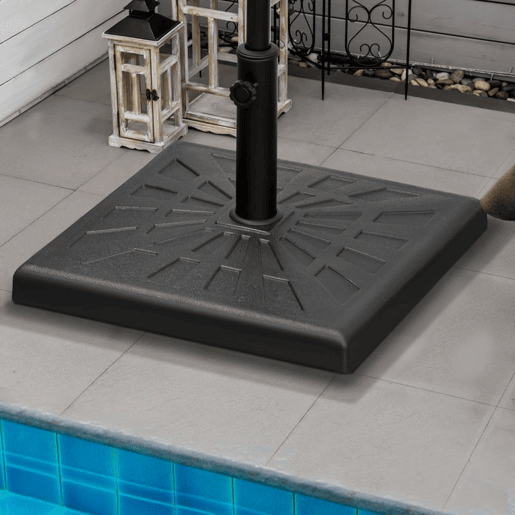 Outsunny Base para Chapéu de Sol de Resina 19 kg Base para Chapéu de Sol com Mastro de Ø323848 mm para Jardim Varanda Pátio 51x51x32 cm Preto