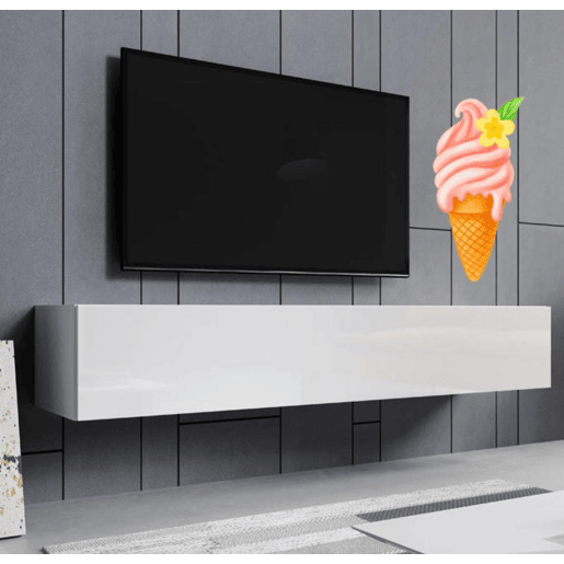Móvel TV Suspenso Sala de estar e jantar Branco 180x40x30 1 porta Aitana M2 Muebles Bonitos