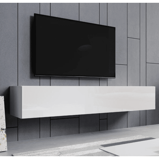 Móvel TV Suspenso Sala de estar e jantar Branco 180x40x30 1 porta Aitana M2 Muebles Bonitos