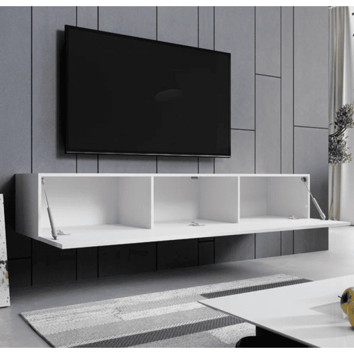 Móvel TV Suspenso Sala de estar e jantar Branco 180x40x30 1 porta Aitana M2 Muebles Bonitos