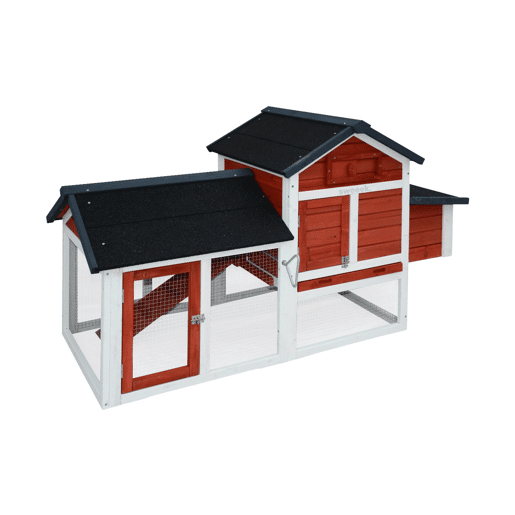 Galinheiro de madeira com curral para 3 galinhas, Galinette, Vermelho, 151x69.5x92.5 cm