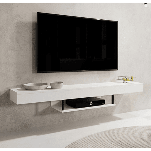 Móvel TV Suspenso Sala de estar e jantar Branco 150x29,6x22 Aydin Muebles Bonitos