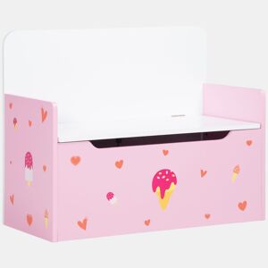 ZONEKIZ Baú Infantil 2 em 1 Baú de Armazenamento Organizador de Brinquedos para Crianças acima de 18 Meses com Tampa de Fechamento Seguro para Dormitório Sala de Jogos Carga 50kg 60x30x50cm Rosa