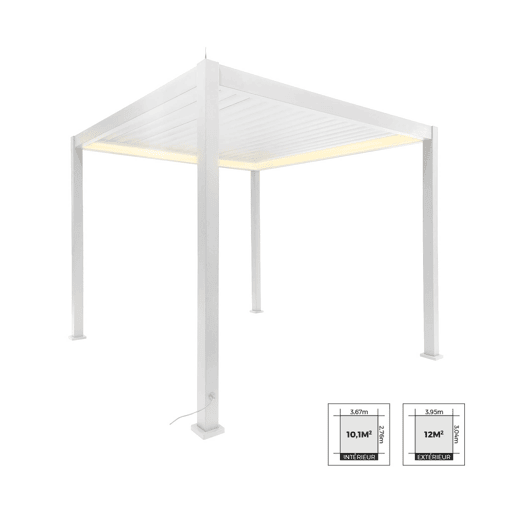 Pérgula bioclimática 3x3 m elétrica em alumínio com iluminação LED Pérgula bioclimática 3x3 m elétrica em alumínio com iluminação LED