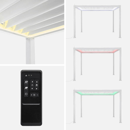 Pérgula bioclimática 3x3 m elétrica em alumínio com iluminação LED Pérgula bioclimática 3x3 m elétrica em alumínio com iluminação LED