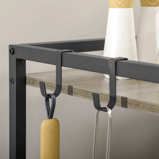 HOMCOM Carrinho Auxiliar com Rodas Carrinho de Armazenamento de 3 Níveis com Bolsa de Tecido 2 Ganchos e Estrutura de Aço para Sala de Estar Cozinha Escritório 66x40x80,5cm Cinza