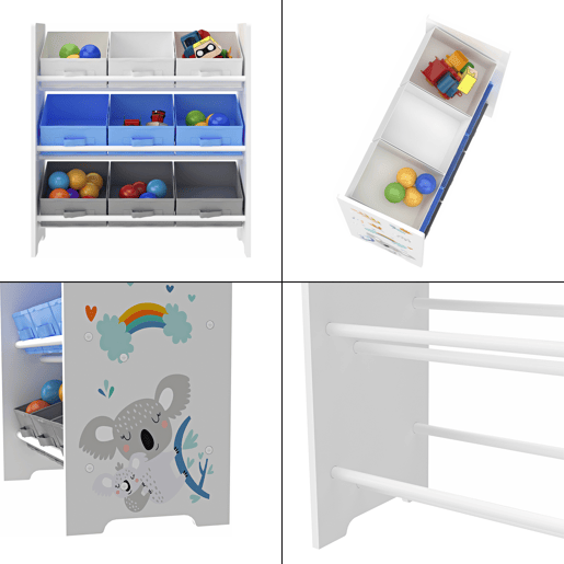 Estante para crianças Boiro 9 caixas dobráveis Motivo Koala 60x62x30 cm en.casa