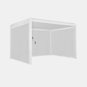 Pérgola bioclimática 3x4m de alumínio + 2 toldos de 3m + 1 toldo de 4m, Triomphe 3x4m + acessórios, Branco, 400x300x250 cm
