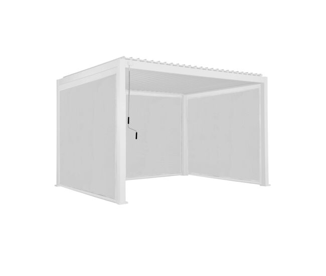 Pérgola bioclimática de aluminio de 3 x 4 m + 2 toldos de 3 m + 1 toldo de 4 m, triomphe 3 x 4 m + accesorios, blanco, 400 x 300 x 250 cm