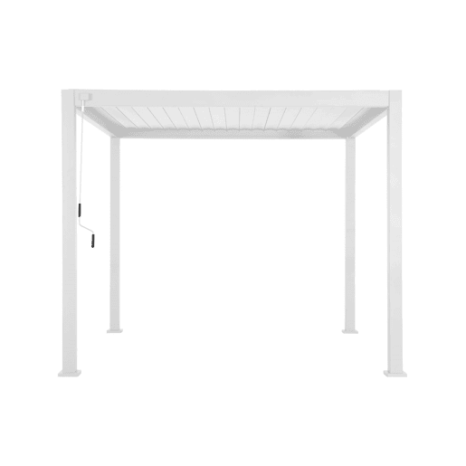 Pérgola bioclimática 3x3m de alumínio lâminas orientáveis V2 + 3 persianas, Triomphe 3x3m V2 + acessórios, Branco, 301x301x250 cm Pérgola bioclimática 3x3m de alumínio lâminas orientáveis V2 + 3 persianas, Triomphe 3x3m V2 + acessórios, Branco, 301x301x250 cm