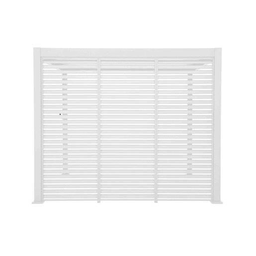 Pérgola bioclimática 3x3m de alumínio lâminas orientáveis V2 + 3 persianas, Triomphe 3x3m V2 + acessórios, Branco, 301x301x250 cm Pérgola bioclimática 3x3m de alumínio lâminas orientáveis V2 + 3 persianas, Triomphe 3x3m V2 + acessórios, Branco, 301x301x250 cm