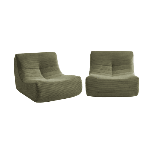 Sofá modular em tecido veludo cotelê de 2 lugares, Sokol veludo cotelê , Verde caqui, 91x105x72 cm