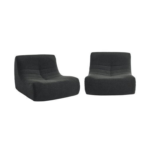 Sofá modular em boucle texturizado, 2 lugares, Sokol boucle, Preto, 91x105x72 cm