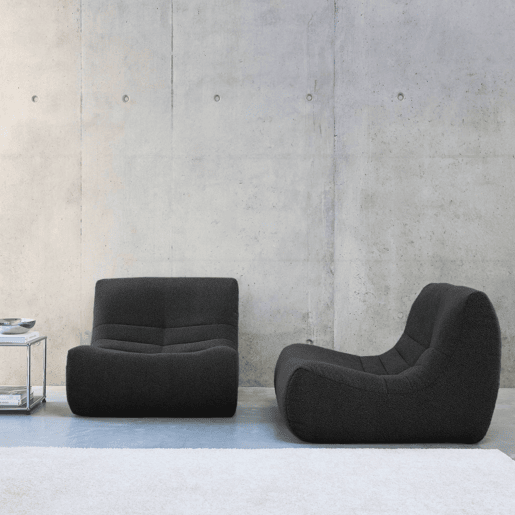 Sofá modular em boucle texturizado, 2 lugares, Sokol boucle, Preto, 91x105x72 cm