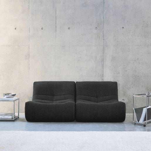Sofá modular em boucle texturizado, 2 lugares, Sokol boucle, Preto, 91x105x72 cm