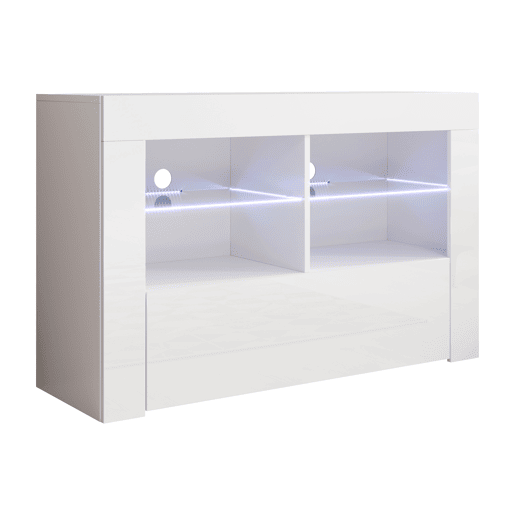 Móvel TV Sala de estar e jantar Branco 100x35x65 1 porta LED Lilian Muebles Bonitos