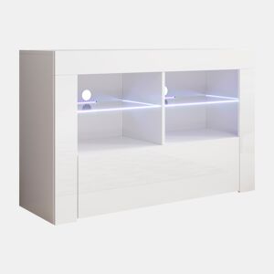 Móvel TV Sala de estar e jantar Branco 100x35x65 1 porta LED Lilian Muebles Bonitos