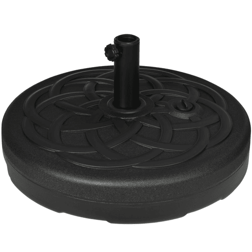 Outsunny Base para Chapéu de Sol de PE Redonda Suporte para Chapéu de Sol 2,5kg Apto para Mastros de 38mm48mm Preenchível com Areia 35kg e Água 25L Ø56x30,5cm Preto