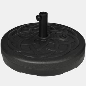 Outsunny Base para Chapéu de Sol de PE Redonda Suporte para Chapéu de Sol 2,5kg Apto para Mastros de 38mm48mm Preenchível com Areia 35kg e Água 25L Ø56x30,5cm Preto