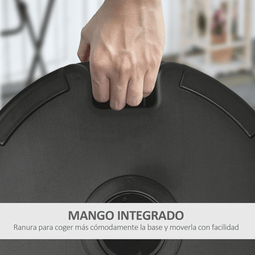 Outsunny Base para Chapéu de Sol de PE Redonda Suporte para Chapéu de Sol 2,5kg Apto para Mastros de 38mm48mm Preenchível com Areia 35kg e Água 25L Ø56x30,5cm Preto