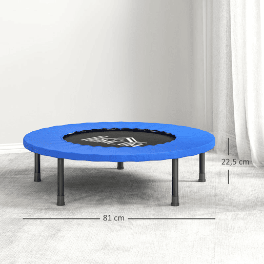 HOCOM Trampolim Fitness Ø81cm Trampolim de Aço com Borda Protetora e 28 Molas para Exercícios em Interior E Exterior Carga 100kg 81x81x22,5cm Preto e Azul
