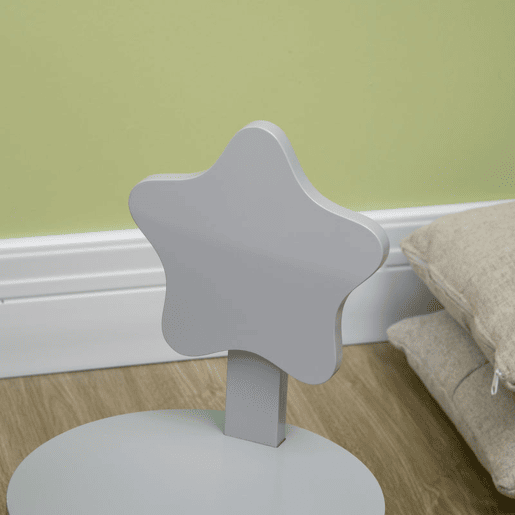 HOMCOM Conjunto de Mesa e 2 Cadeiras de Madeira para Crianças com Mesa Redonda Ø59x50cm e Cadeiras Ø28x51 Mobiliário Infantil para Sala de Jogos Quarto Cinza e Madeira