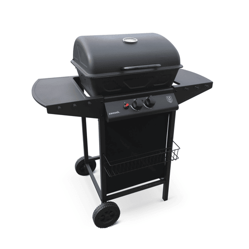 Barbecue a gás de 2 queimadores, Aramis, Preto, 97x54x100 cm