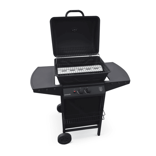 Barbecue a gás de 2 queimadores, Aramis, Preto, 97x54x100 cm