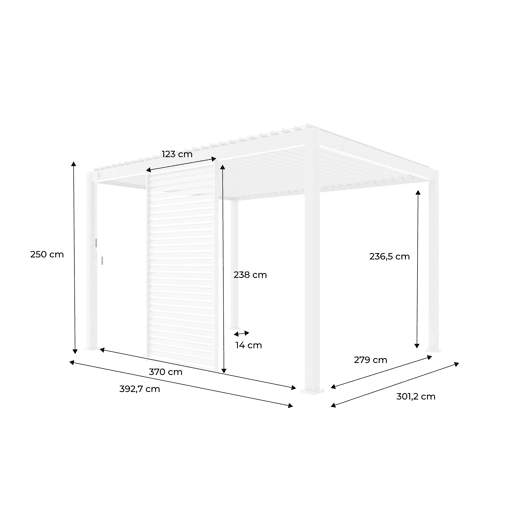 130cm persianas de alumínio para pérgola Triomphe, Triomphe persiana 130cm, Branco, 123x6x238 cm