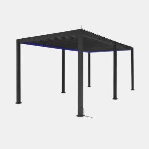 Pérgola bioclimática elétrica em alumínio 3x6m com iluminação LED, Triomphe 3x6m LED, Antracite, 591x301x250 cm