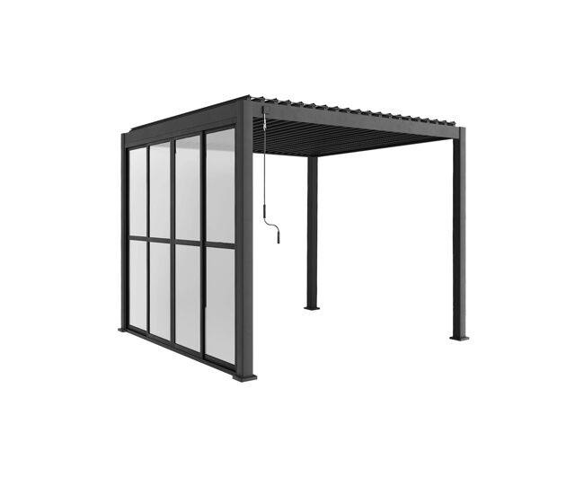 Puerta corredera de 3 m para pérgola triomphe, antracita, aluminio y vidrio templado, 279x236,5 cm