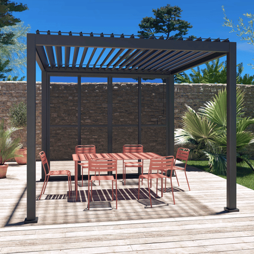 Porta de correr de 3m para a pérgola Triomphe, Triomphe porta de correr 3m, Antracite, 279x279x236.5 cm