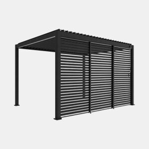 Pérgola bioclimática de alumínio 3x4 + 3 persianas de 130cm, Triomphe 3x4m + acessórios, Antracite, 400x300x250 cm