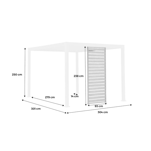100cm persianas de alumínio para pérgola Triomphe, Triomphe persiana 100cm, Branco, 93x6x238 cm