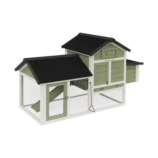 Galinheiro de madeira com curral para 3 galinhas, Galinette, Verde, 151x69.5x92.5 cm