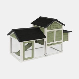 Galinheiro de madeira com curral para 3 galinhas, Galinette, Verde, 151x69.5x92.5 cm
