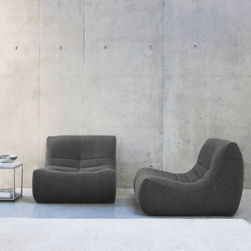 Sofá modular em boucle texturizado, 2 lugares, Sokol boucle, Antracite, 91x105x72 cm