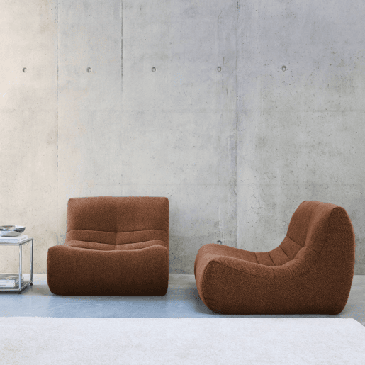 Sofá modular em boucle texturizado, 2 lugares, Sokol boucle, Terracota, 91x105x72 cm