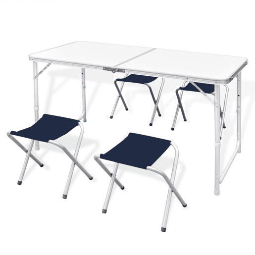 Conjunto de mesa e cadeiras dobráveis e portáteis para campismo (branco)
