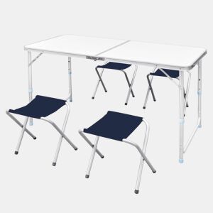 Conjunto de mesa e cadeiras dobráveis e portáteis para campismo (branco)