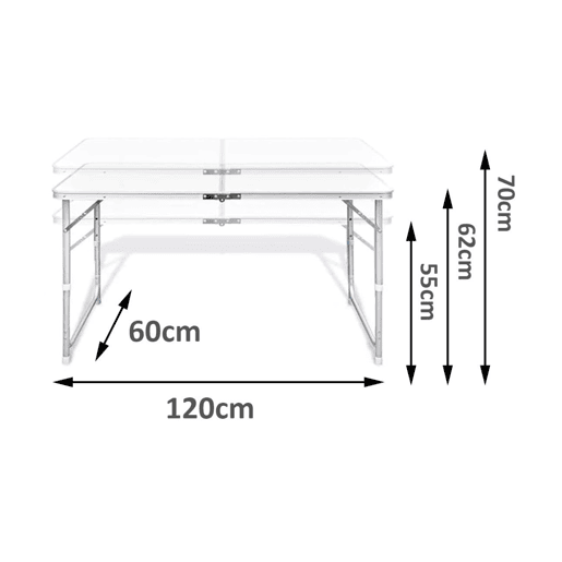 Conjunto de mesa e cadeiras dobráveis e portáteis para campismo (branco)